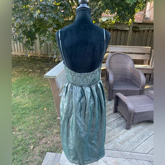 SEE BY CHLOE Green Glitter Sheen Party Dress Silk Women’s size 6 - Picture 7 of 9